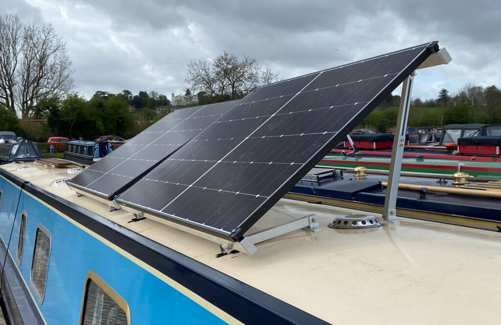 Two Longi Solar 435WP panels mounted on Semi-Permanent Adjustable Mountings from Midsummer Energy